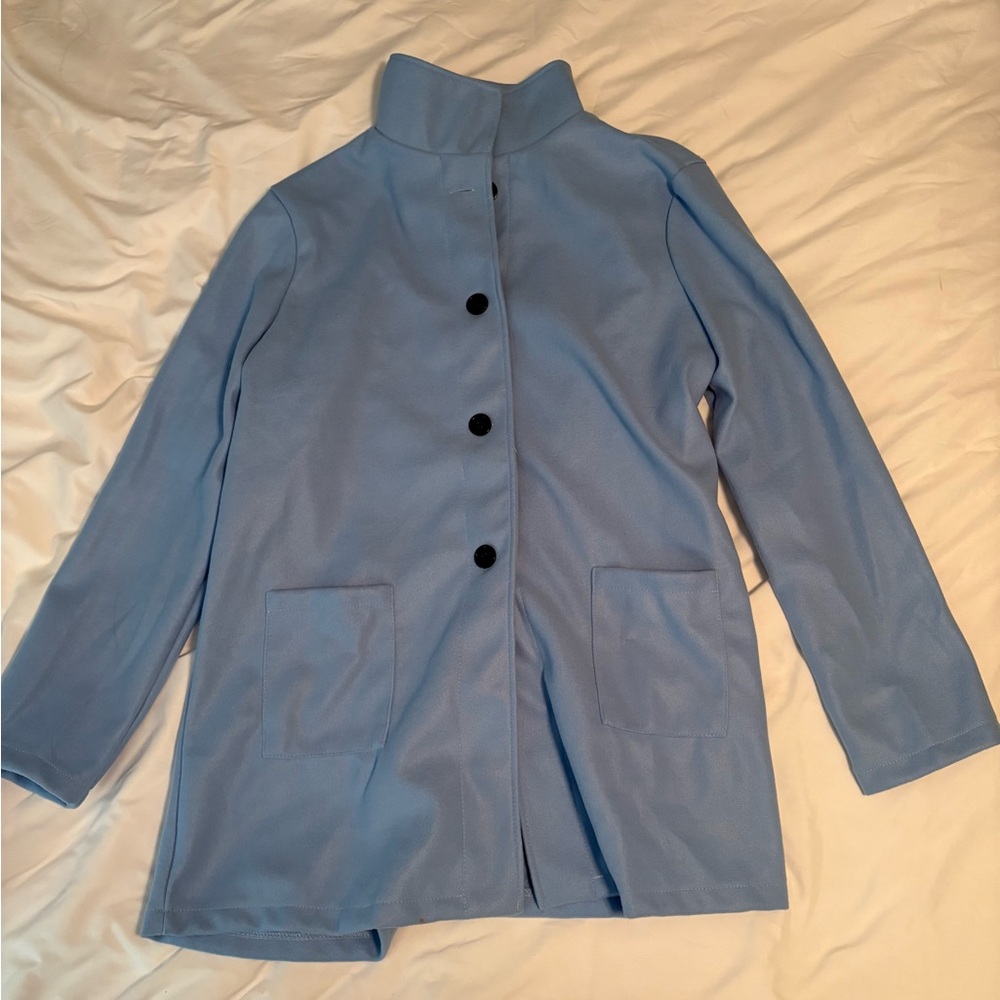 Thick stand collar, single breasted, spring jacket with pockets